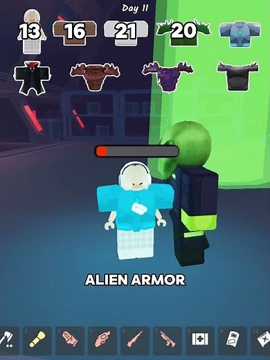 all armor vs alien engineer roblox 99nights😳#99nightintheforest #99nights #roblox