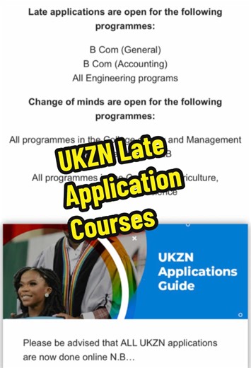 UKZN Late Application Courses for 2025