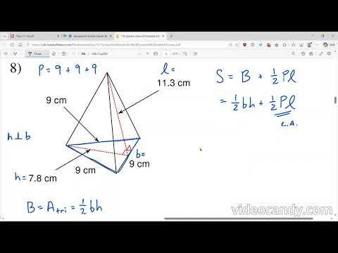 Surface Area of Pyramids and Cones: Kuta Software WS: #7-12