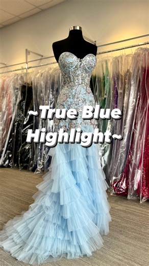 This dress needed a ✨highlight✨ on the feed ✔️Beading ✔️Ruffles ✔️Slit ✔️Corset It’s got it all! Come check out this True Blue today! #bluebyatlasbridal #trueblue #blueera #promseason #promshopping #uniquepromdress #ruffledpromdress #beadedpromdress #ohioprom #toledoprom #michiganprom | Blue by Atlas Bridal Shop