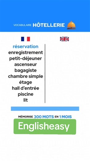 #Englisheasy #college #ecole vocabulary hôtellerie en anglais