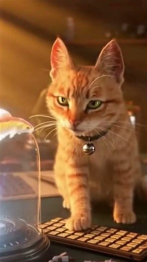 #Short Cat Typing on a Computer