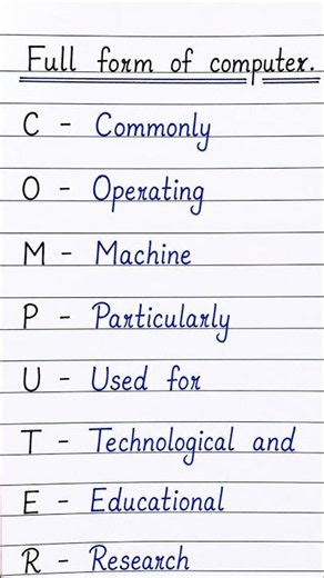 Full form of Computer | Computer Ka Full Form #computer #computerbasics #shorts #ytshorts #education