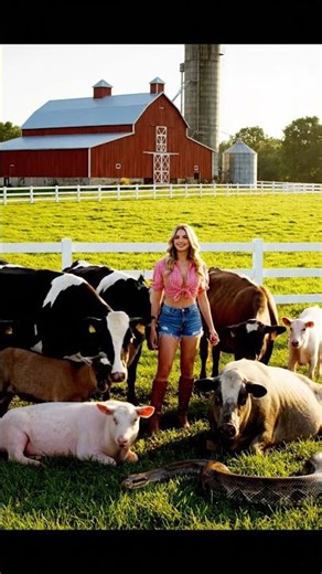 A Huge Python Strikes—But the Farm Girl Won’t Run!#pythonvsanimals #courage #shortvideo #trendingnow