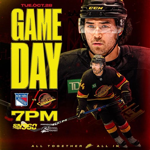 25K views · 415 reactions | Rounding out the homestand against the Rangers!   New York Rangers ⏰ 7:00 PM PT Rogers Arena  Sportsnet  Sportsnet 650 Presented by Riviera Nayarit BUY TICKETS | canucks.com/tickets | Vancouver Canucks | Facebook