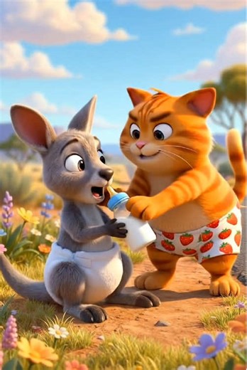 Funny Moments with an Orange Cat and Kangaroo