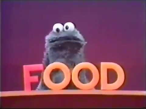 Classic Sesame Street Cookie Monster Spells The Word Food