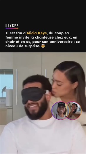 🤯 L’utilisatrice d’Instagram @kristy.sarah a surpris son mari, fan d’Alicia Keys, en lui faisant une surprise de taille : faire venir Alicia Keys directement chez lui après lui avoir bandé les yeux, prétextant un challenge. Il n’était clairement pas prêt. L’histoire ne dit pas comment elle a réussi à faire venir la star dans son salon. Crédit : @kristy.sarah | Ulyces