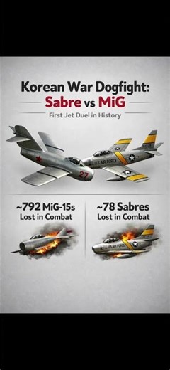 Korean War Dogfight | F-86 Sabre vs MiG-15 | First Jet Air Battle in History #fighterjet #dogfight