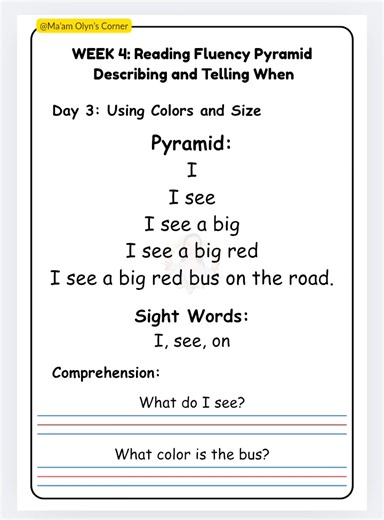 10 Weeks Reading Fluency Pyramid #readingmaterials #readingfluency | Ma'am Olyn's Corner