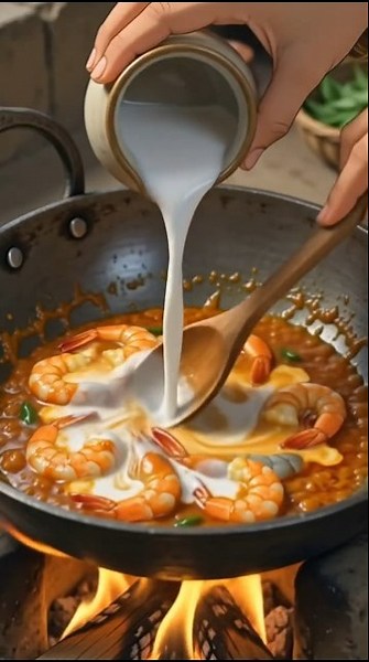 🌧️🍤 Rainy Day Prawn Curry by the Riverside ❤️ | The Ultimate Comfort Food #shorts