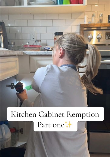 A project I’m definitely not qualified for… but I love learning new things and adding another skill set to the list anyways 💁🏼‍♀️ #kitchenmakeover #diytok #diyproject #homeprojects #kitchencabinetmakeover