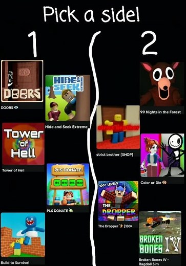 Pick a side! (Roblox games edition)