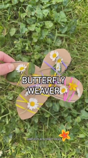 4.1K views · 14 reactions | 曆 Make a natural butterfly using cardboard and elastic bands. Thread flowers and foliage into it to create your butterfly #kidsactivities #naturecrafts | Simple play & craft ideas | Facebook
