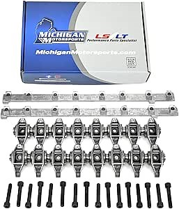 Michigan Motorsports LS1 Rocker Arms with Upgraded Trunnions Installed and GM Support Stands - Fits 4.8L 5.3L 5.7L 6.0L LS Engines - Enhanced Valvetrain Performance and Durability - Set of 16