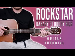 How to Play "ROCKSTAR" by DaBaby ft. Roddy Rich on Guitar for Beginners *FULL TABS*