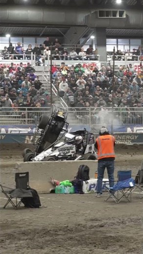 👀 Watch this slo-mo view of Sammy Swindell's big crash at the #ChiliBowl. 📹
