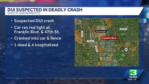 1 dead, 4 taken to hospital after crash in south Sacramento, CHP says