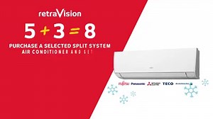 8 Years Warranty when you purchase a selected split system air conditioner. That's a bonus 3 year back up plan* in addition to the 5 year manufacturer's warranty. That's warranty cover for an impressive 8 years! | Retravision
