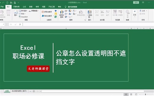 Excel基础课程：公章如何设置成透明图不遮挡文字，办公必会技能，公章怎么设置透明图不遮挡文字