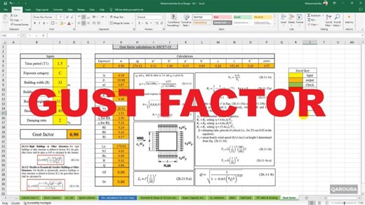 ‏06- Gust factor excel sheet   حسابات معامل هبوب الرياح‏ | ‏Mohammed Ata‏