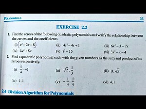 Class 10 Maths Chapter 2 exercise 2.2 Polynomials in hindi | ncert solution | Rajmith study
