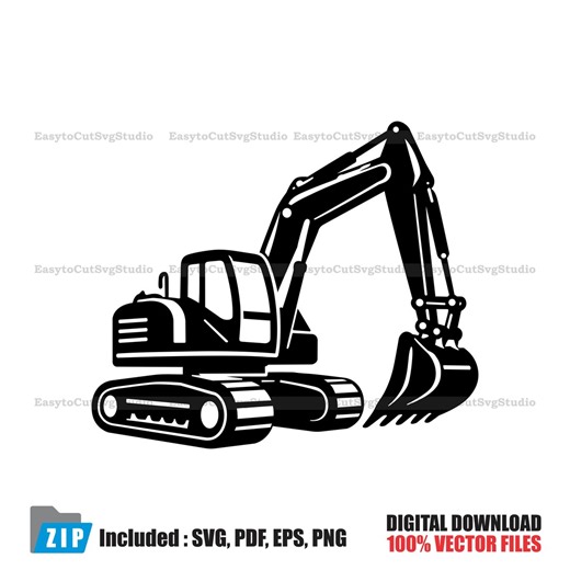 Excavator SVG: Construction Vehicle Vector Heavy Equipment Cricut PNG Printable Design (digital Download) - Etsy