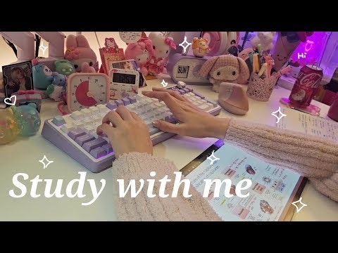 Study with me for 2 hours | With Clicky Keyboard sound, making class notes, white noise, real time