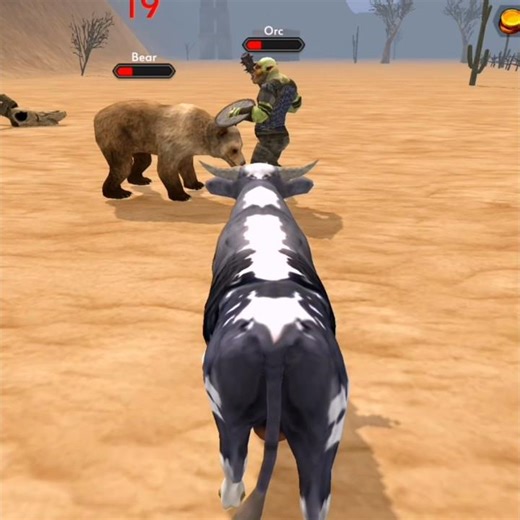 Wild Bull 🐂 Watches The Fight Orc V's Bear 🐻 The Cow Simulator #shorts #gameplay