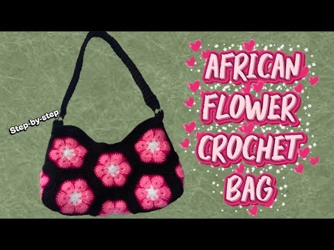 How to Crochet African Flower Hexagon Bag / Easy Flower Purse #africanflowerbag