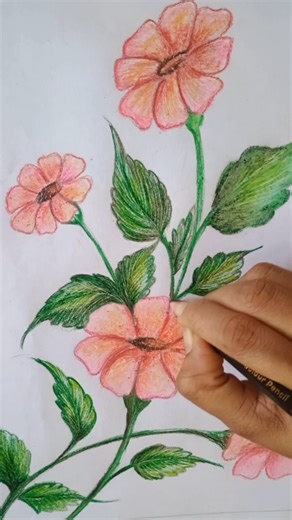 Aesthetic Flower Painting with Crayons 🌸 | Easy Crayon Art for Beginners | Creative Crayon Art
