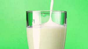 Download Pouring Milk into Glass on green screen background. for free