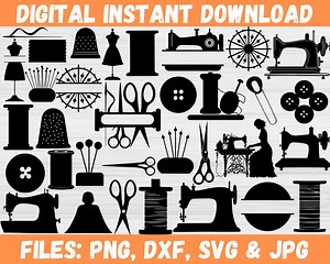 Sewing SVG Bundle, Quilting Sew Silhouette Clipart, Sewing Machine Thread Needle Vector, Quilt Lover Scissor Tailor, Cricuit File for Svg - Etsy
