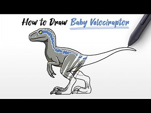 How to Draw Beta Baby Velociraptor (Blue Raptor) dinosaur from Jurassic World Dominion movie