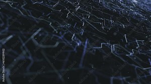 Abstract Digital Data Hitech Background/ 4k animation of an abstract high technology wallpaper background visual fx of data lines and particles zooming in with ambient occlusion and depth of field