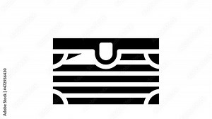 Medieval Middle Age glyph icon animation. Medieval Castle And Stained Glass, Knight Helmet And Shield, Candle And Torch, Map And Catapult