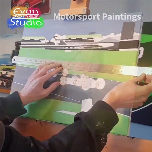 Motorsport painting of 60s F1 cars at Goodwood Revival 2024 #autoart #goodwoodrevival #classicf1