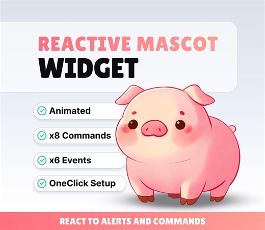REACTIVE STREAM PET - Pig - Widget Twitch - Hd Files - Instant Download - Config With Streamelements // Work With Obs / Streamlabs - Etsy