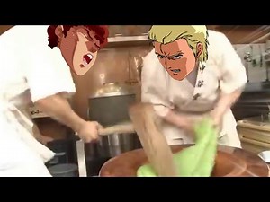 Amuro and Char have a fierce battle at the mochi pounding tournament