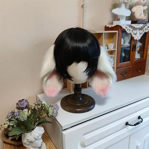 Handmade Rabbit Lop Ears Headband, Furry Faux Fur Bunny Ears, Beige Pink Bunny Ears Cosplay Bunny Rabbit - Etsy