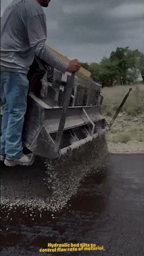Dump Truck System Spreads Gravel Evenly for Road Base Preparation #machine