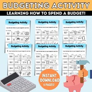 Budgeting Activity for Kids, Budget Worksheet, Money Management, Spending Choice