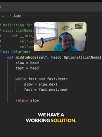Middle of the Linked List — Fast & Slow Pointer Explained (LeetCode 876) Time = O(n) Space = O(1) #lindorcodes #leetcode #computerscience #cs #hbcu