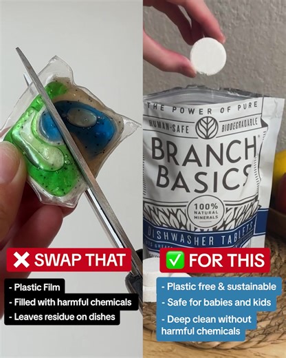 🧼 Free from plastic casing, fragrance, and chemical dyes, our Dishwasher Tablets deliver a safe & effective shine—leaving nothing behind but truly clean dishes. | Branch Basics