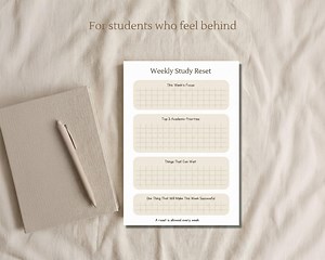Weekly Study Planner Template for College Students | PDF Printable | Reset & Focus - Etsy