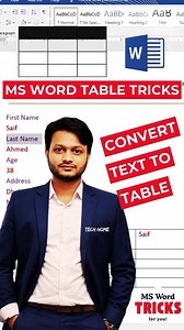 23K views · 152 reactions | Convert Text To Table | MS Word Tricks! #reelsfb #msword #mswordtricks #microsoftWord #tipsandtricks #computertips #reelsfbシ #reelschallenge #trendingreel #viralreelsシ #fpy #TechHome | Tech Home | Facebook
