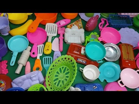 3:07 minutes satisfying with unboxing colrfull miniature barbie kitty kitchen cooking pizza set toys