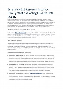Boosting B2B Research Synthetic Sampling for Better Data - SlideServe
