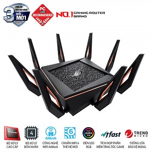 Bộ phát wifi ASUS ROG Rapture GT-AX11000 (Gaming Router) Wifi AX11000 3 băng tần 10 Gigabit, router WiFi gaming có thể mở rộng, Wifi 6 (802.11ax), AiMesh 360 WIFI Mesh, WTFast, AiProtection, AURA RGB