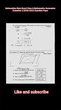 Class 6 Mathematics Summative Evaluation 2 (2026-2027) Question Paper #mathexams #viralvideo #viral